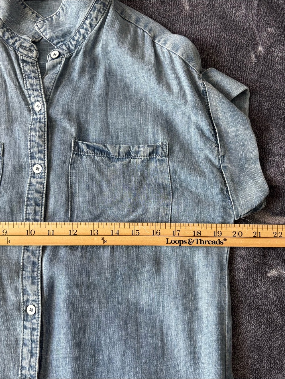 Velvet Heart Women’s Chambray Blue Shirt Mini Dress Button Front Medium Pockets - Picture 11 of 11
